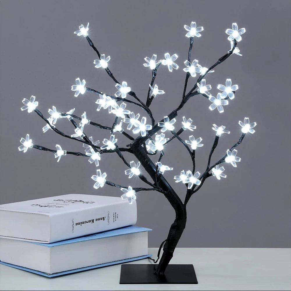 Antikue leds вишневый цвет Настольный светильник в виде дерева бонсаи белый 0 45 м