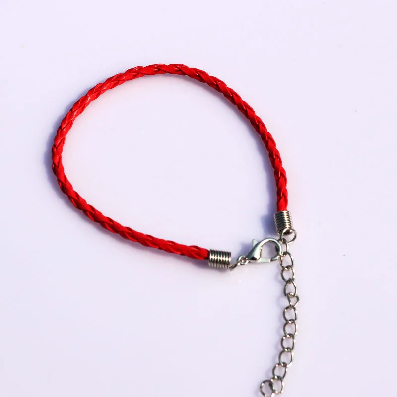 

Free Shipping 100pcs 18cm Red Braided Leather Bracelet Cord For Jewelry Making Bracelets DIY Cords Materials With Lobster Clasps