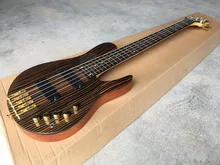 hot 5 string electric bass guitar, zebra wood, maple with real guitar photos,
