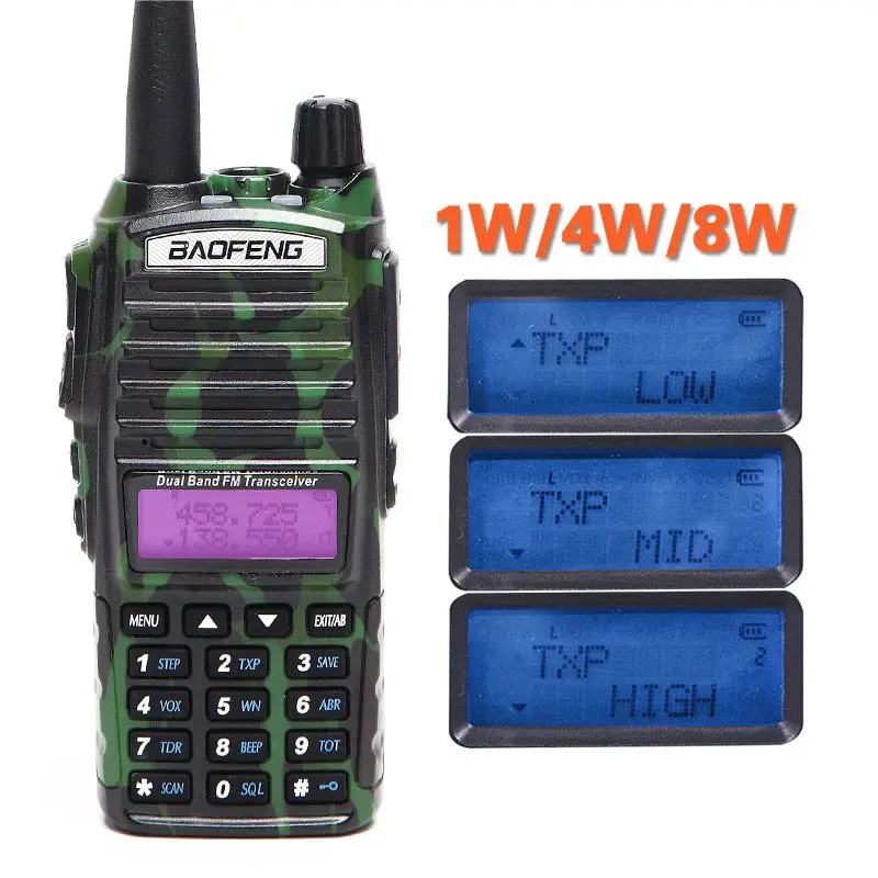 Baofeng UV-82 Plus Dual PTT Walkie Talkie 8 Вт Мощный УКВ 10 км портативный CB портативный BF-UV82+ Акустическая трубка-наушник