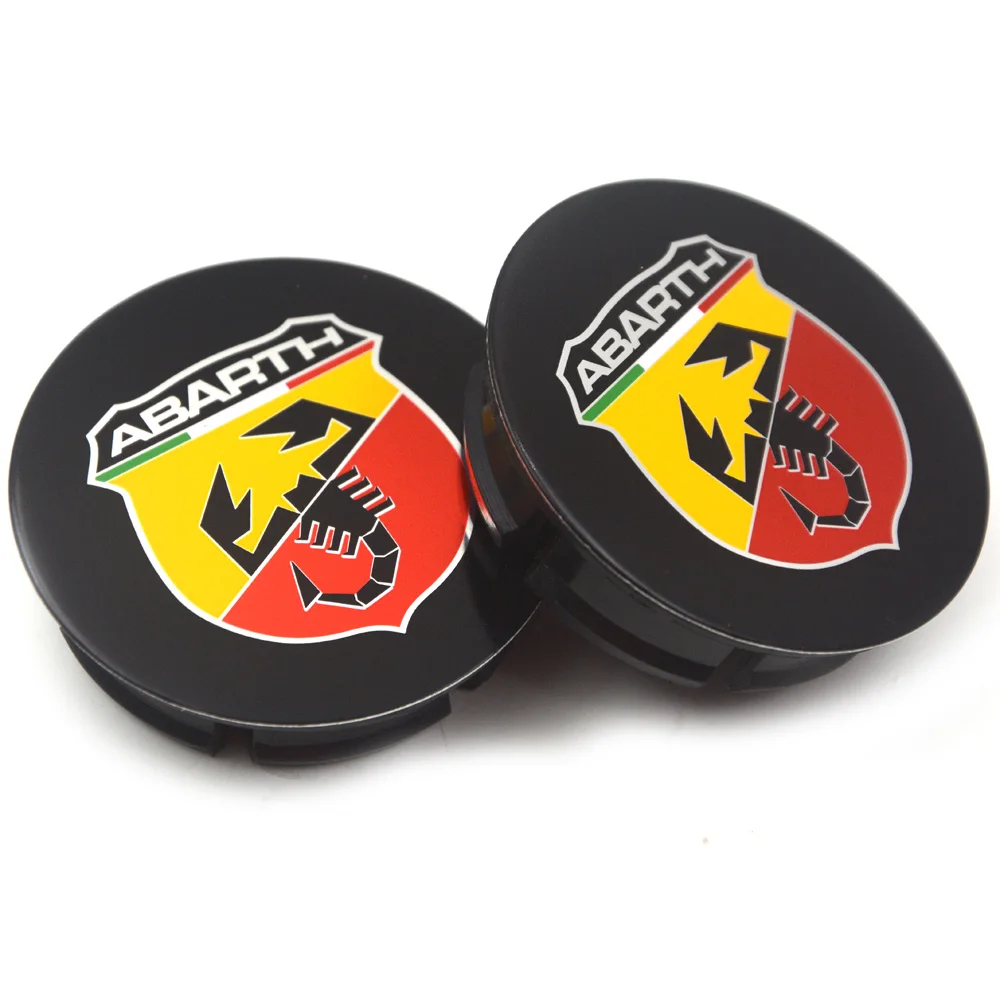 4pcs 50mm For 2012- Fiat 500 Abarth Wheel Hub Center Cap yellow red for Marea Multipla Punto black Scorpion logo 4726183AB