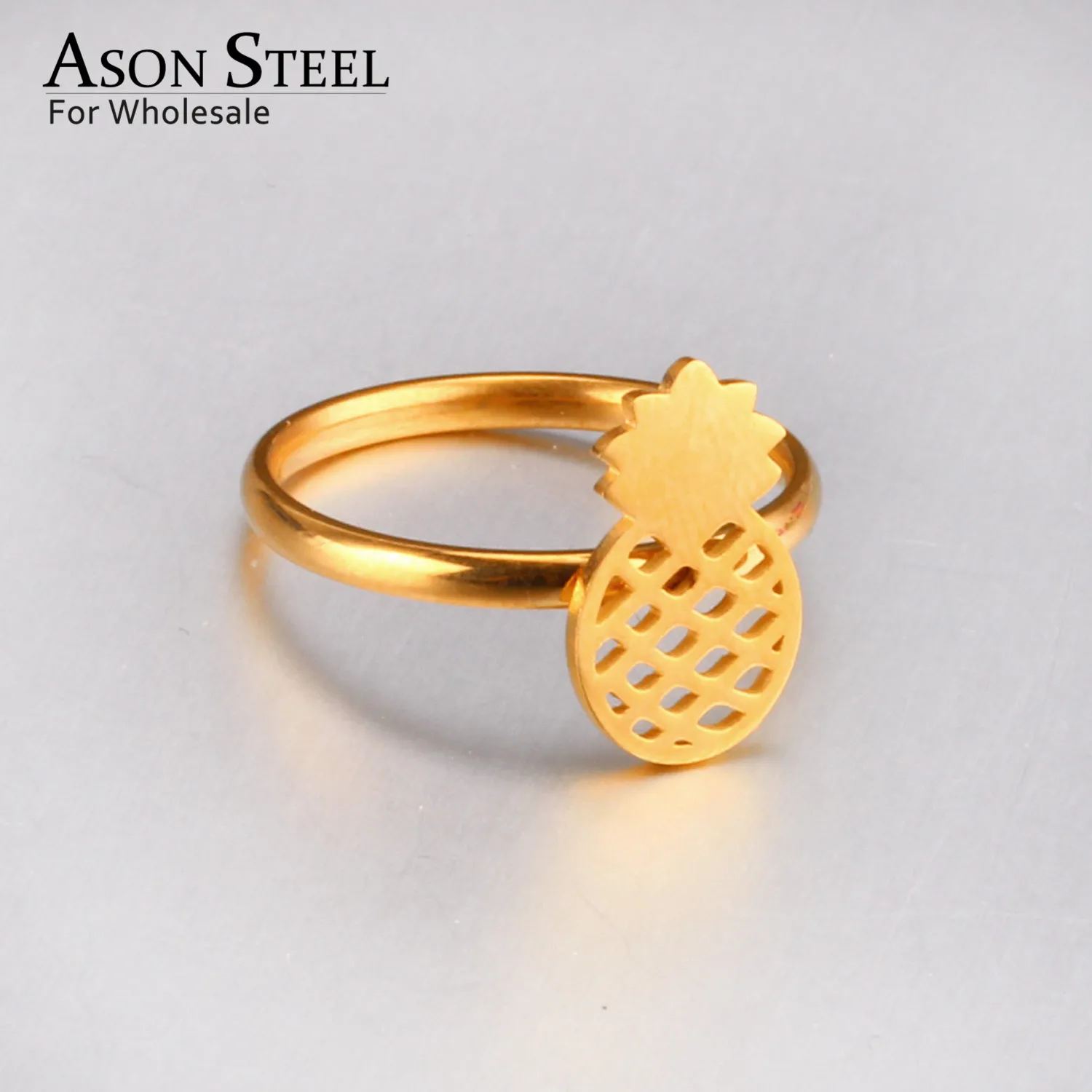 Женские обручальные кольца ASONSTEEL позолоченные из нержавеющей стали с ананасом
