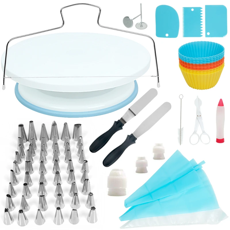 106PCS/Set Cake Decorating Tools Icing Tips Turntable Pastry Bags Couplers Piping Nozzle Baking Tools Set For Cupcakes Cookies