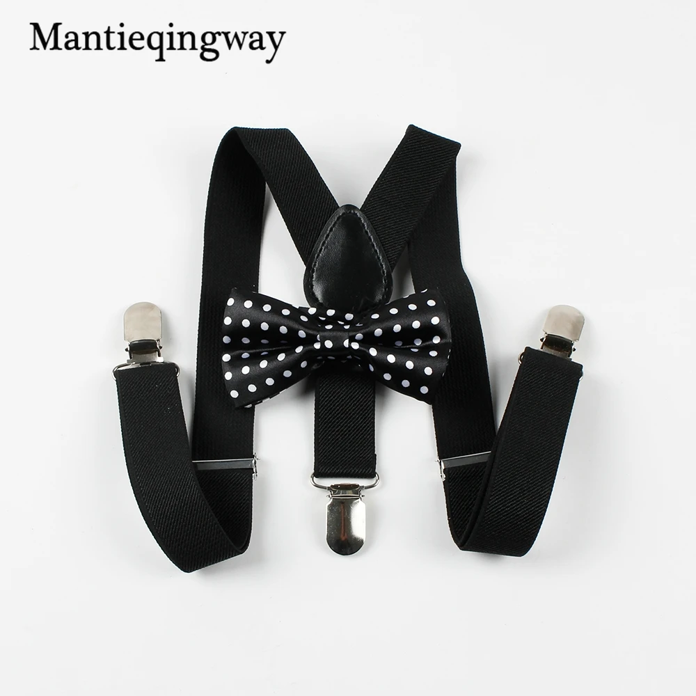 Mantieqingway/Детские подтяжки, подтяжки галстук бабочка, регулируемые, для мальчиков и девочек, 3 зажима, Y сзади, Эластичные подтяжки, комплекты с галстуком-бабочкой