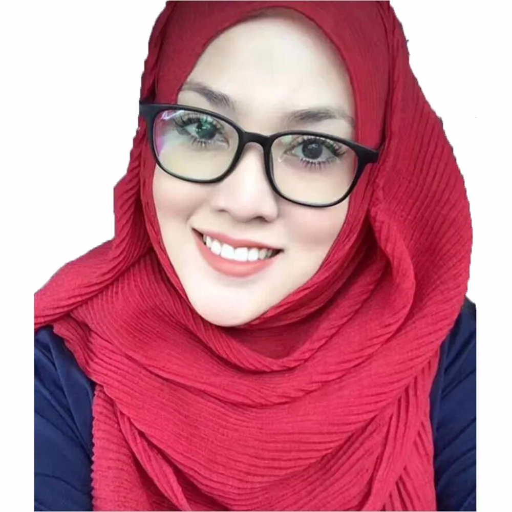 

Muslim Hijab Scarf Islamic Shawls Wraps Chiffon Fabric Plain Wrinkle Ripple Crumple Style Summer Multi-Color 180*65cm
