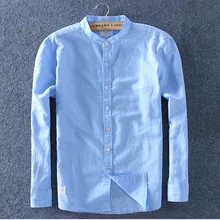 Мужская Весенняя летняя хлопковая льняная рубашка, тонкая, стоячий воротник, Удобная майка для мужчин размера плюс, высокое качество