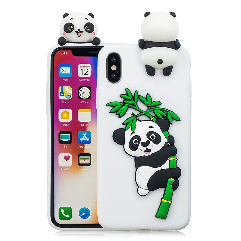 3D рельефный силиконовый чехол с пандой для iPhone XS Max X XR противоударный мягкий из