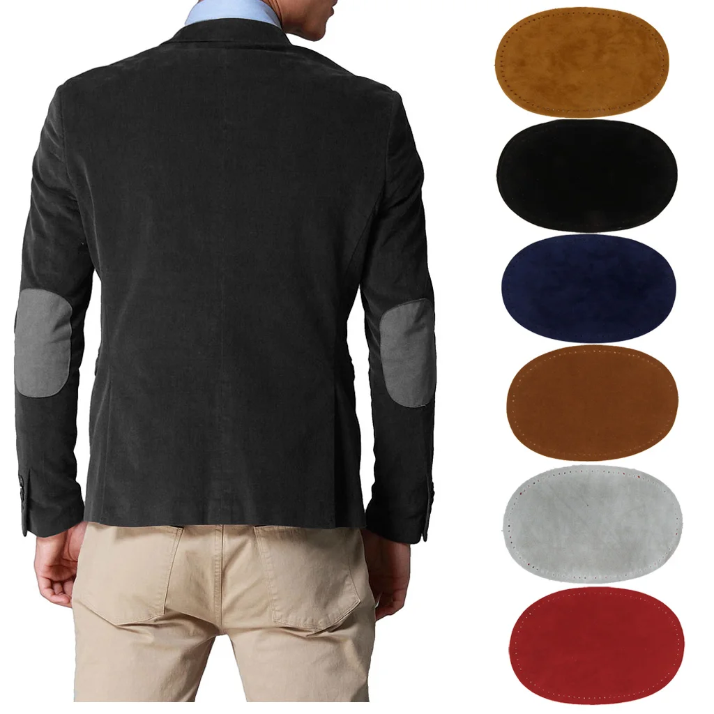 3 Pairs Sew On Oval Elbow Knee Patches Jeans Pants Repair Patches Brown Tan Blue