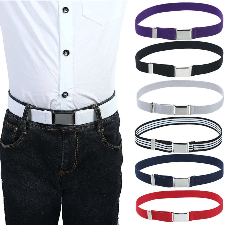 Elastic Canvas Belts for Boys Girls Striped Stretch Western Strap Belt Kids Adjustable Cinto Menino Children Kemer