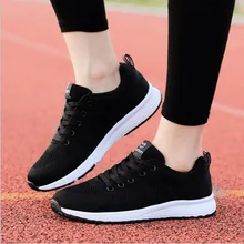 New Women's Sneakers black white Running shoes Women Breathable light comfort Lace up non slip soft Sport shoe no hole 36 38 39