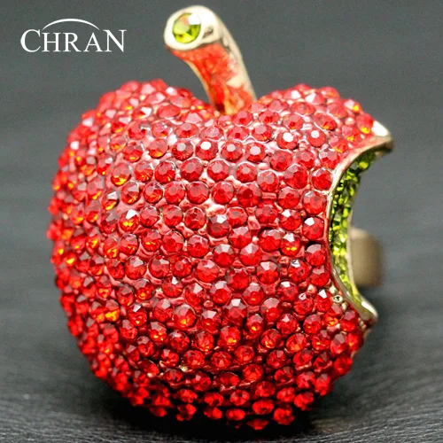 Chran Red Apple, дизайнерские ювелирные кольца на палец для женщин, элегантные женские подарки, золотые кольца с кристаллами