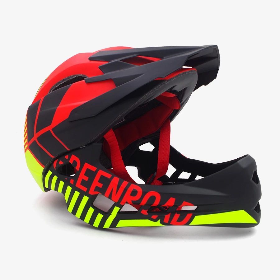 

Red children Adult cycling helmet fullface OFF-ROAD DH mountain mtb Bike Helmet man visor kids full face downhill bicycle helmet