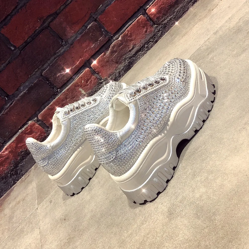 sparkly crystal platform sneakers