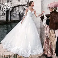Swanskirt лиф сердечком, Кружевная аппликация, свадебные платья 2019, Новое Модное бальное платье, иллюзия, свадебное платье, платье принцессы, Robe