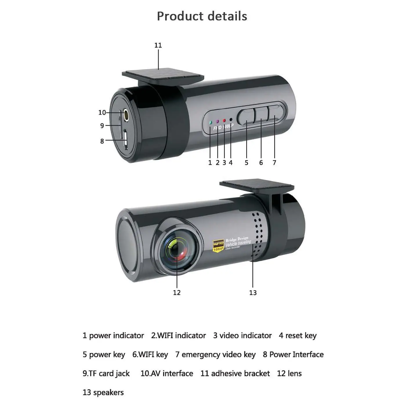 Мини WiFi Автомобильная dvr Камера фронтальная DVR камера Full HD 1080p универсальная Dashcam