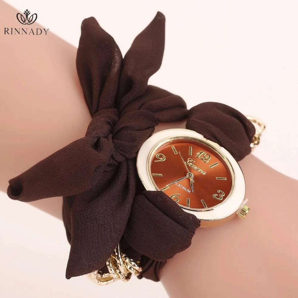 

women watches Stripe Floral Cloth Band Clock Dial Bracelet Quartz Wristwatch Montre Femme design Ladies flower cloth wristwatch