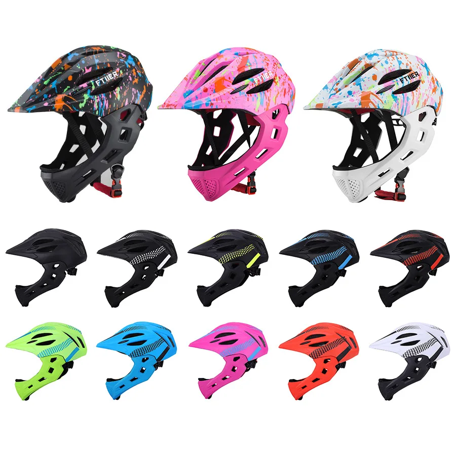 Casque Vtt Integral Enfant Casque Vélo Enfant Intégral - Mentonnière Détachable 52-56cm Protection Skate Roller Casque Enfant Moto