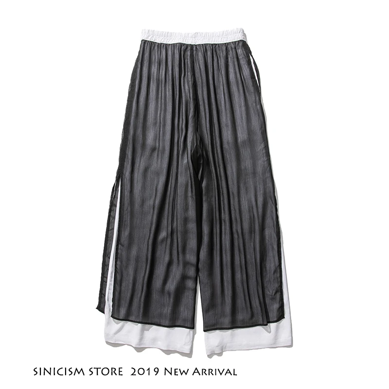 Sinicism Store 2020 мужские брюки с широкими штанинами стрейчевая одежда из хлопка и льна