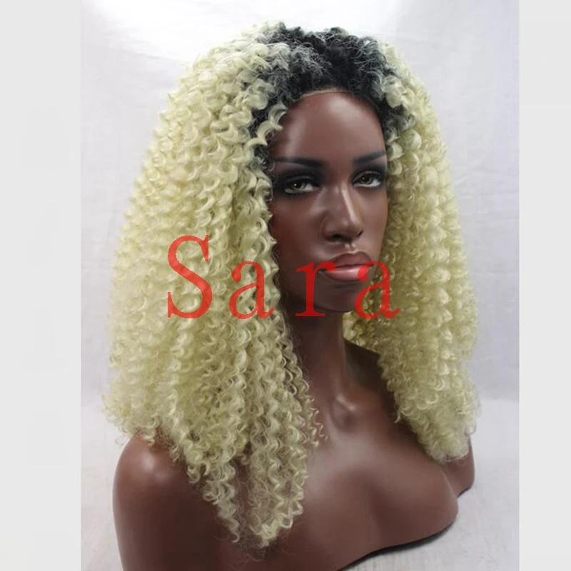 Two Tone Afro Kinky Curly Off Black 1b613 Blonde Dark Roots Black