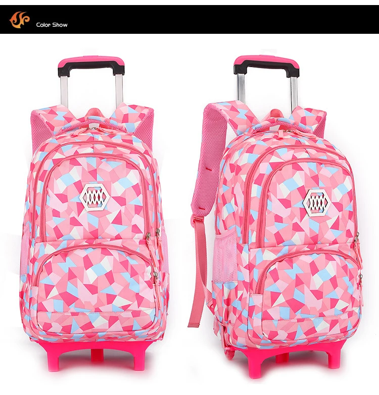 New Removable Children School Bags with 6 Wheels for Girls Trolley Backpack Kids Wheeled Bag Bookbag travel luggage