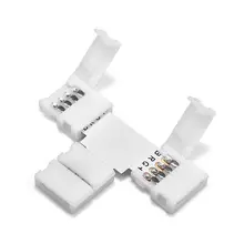 Разъемы RGB 4 Pin-код L перекрещивающимися ремешками Т-образной Форма Светодиодные ленты Тип разъема: ШТЕПСЕЛЬНАЯ Розетка сварки цветная(RGB) разъем для 10 мм 3528 5050 RGB Светодиодные ленты света