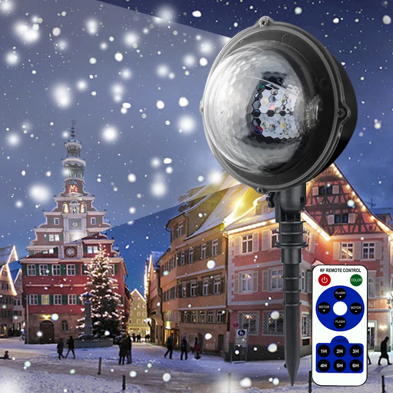 

Waterproof IP65 Moving Snow Laser Projector Lamps Snowflake LED Stage Light for Christmas Party AC85V-240V