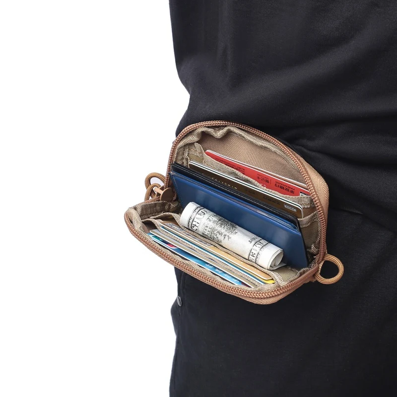 Zippers Waist Bag Waterproof EDC Pouch Tactical Key Change Purse Wallet Travel Kit Coin Purse Pack For Outdoor Camping Hiking