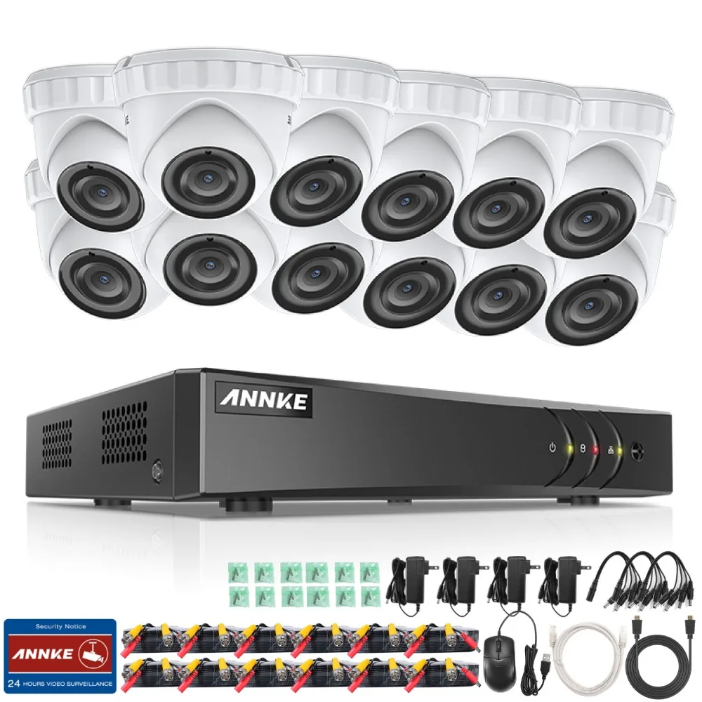 ANNKE 16CH HD 3MP CCTV система 5в1 DVR 12 шт. TVI купольная камера безопасности Открытый Всепогодный PIR детектор движения домашний видео комплект