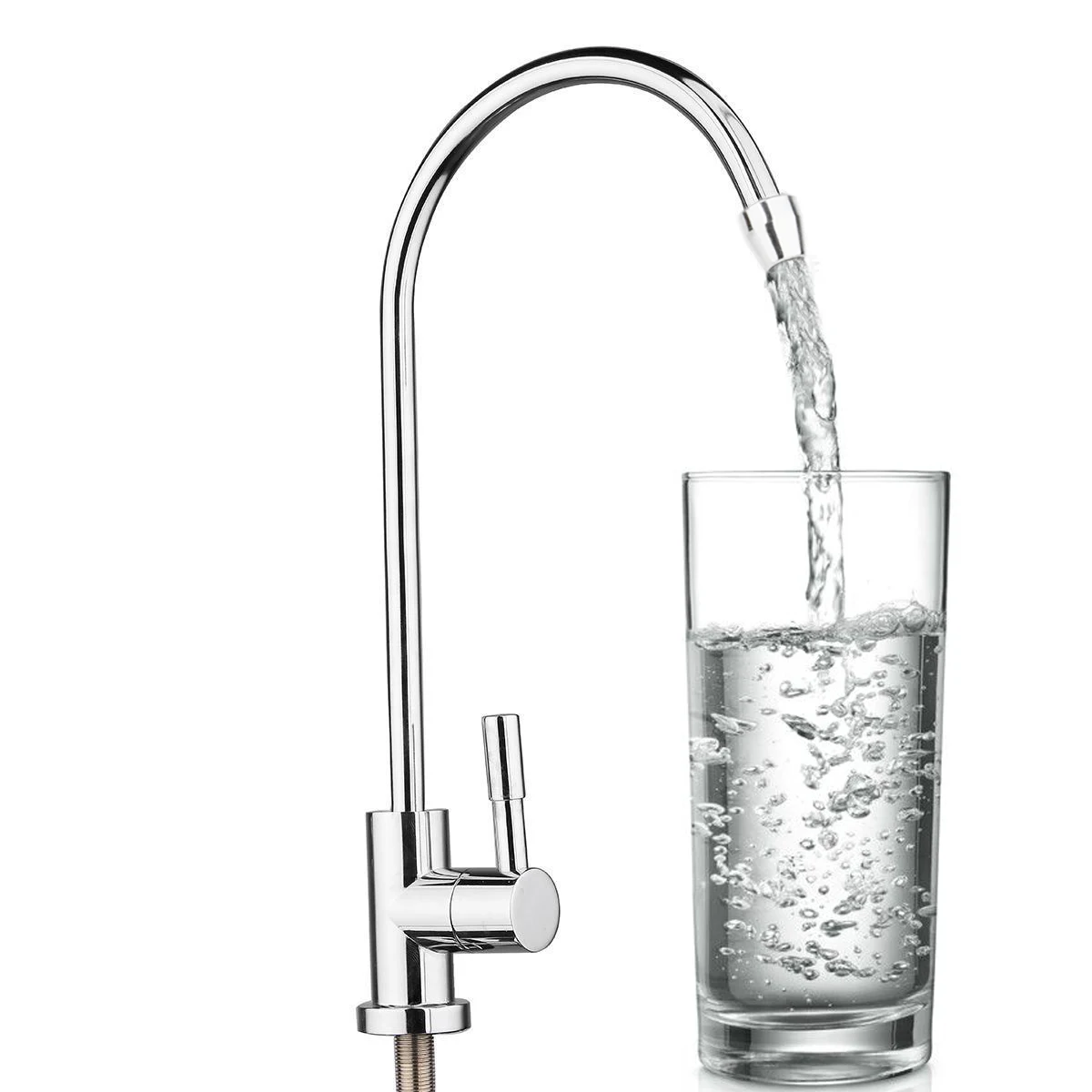 1pc 304 Stainless Steel Water Filter Faucet 1/4" 360 Degree Chrome