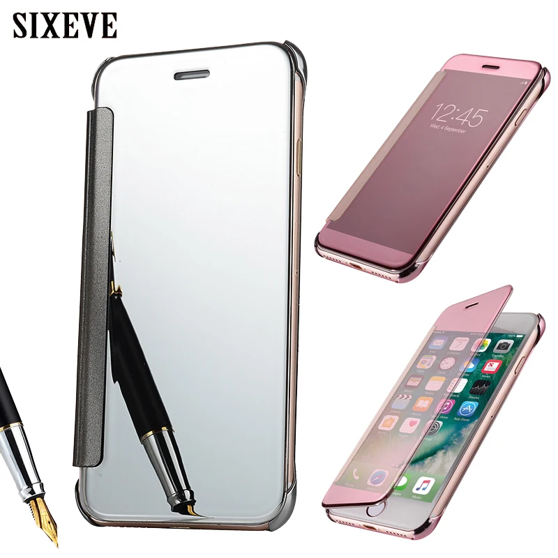 

SIXEVE Flip Mirror Phone Case For iPhone 6 6s 7 8 Plus iPhone X 10 5 s 5s SE 6Plus 6sPlus 7Plus 8Plus Luxury Acrylic Clear Cover