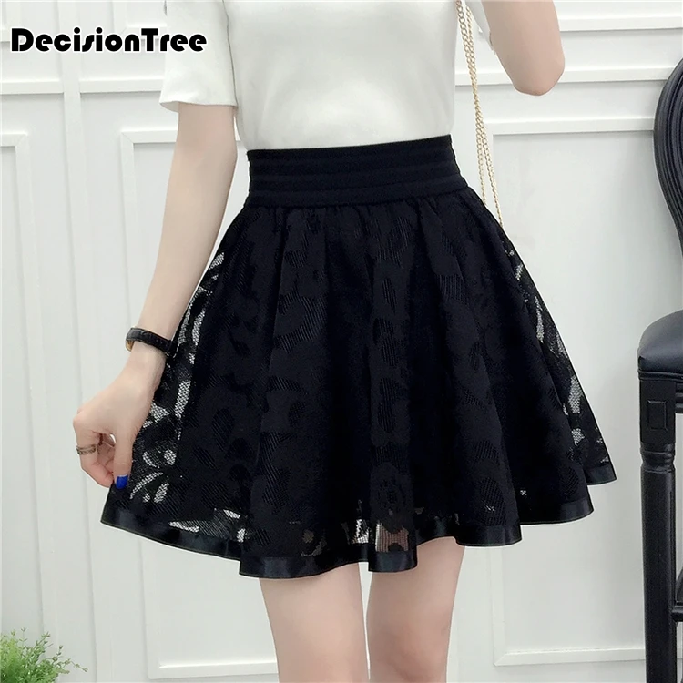 

2019 japanese School Style Women's Skirt High Waist winter A-Line Mini Skirt Slim Pantskirt For Girl With Mesh Design