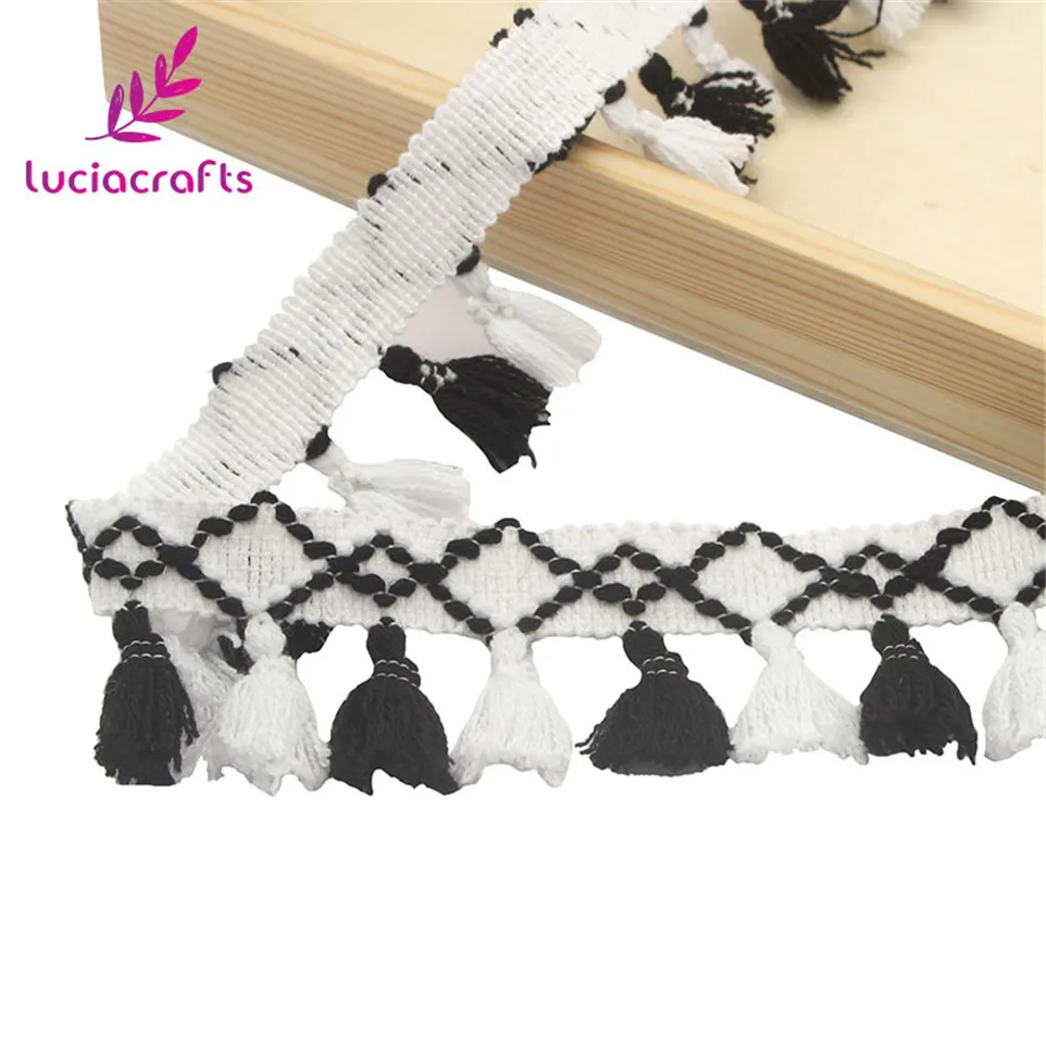 Lucia crafts 1 ярд/лот вязаная отделка Кружева кисточкой этнический стиль бахромой DIY одежды окна занавески для украшения Аксессуары K0102