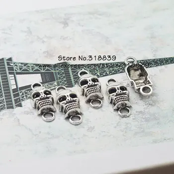 

Antique Silver Metal Zinc Alloy Trendy Skull Jewelry Connectors Charms 30pieces/lot 11*27mm 7595