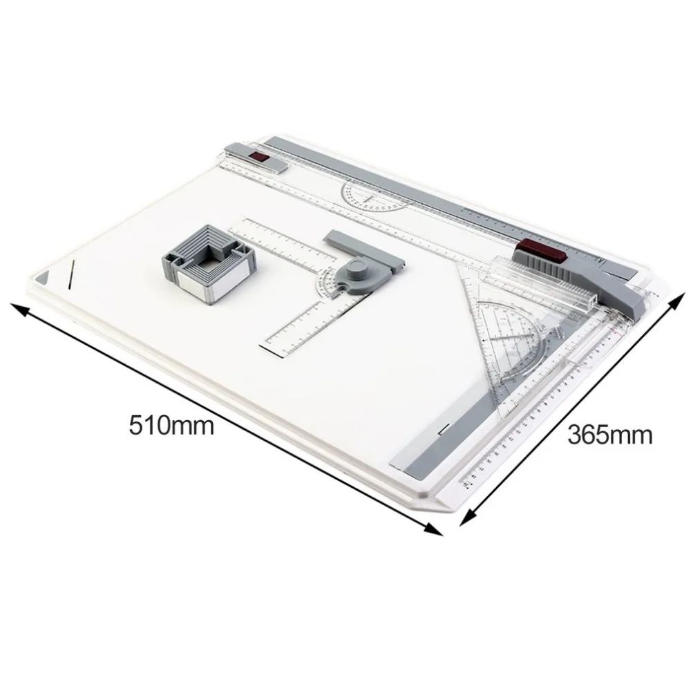 Portable A3 Drawing Board Draft Painting Board with Parallel Rulers Corner Clips Head-lock Adjustable Angle Art Draw Tools