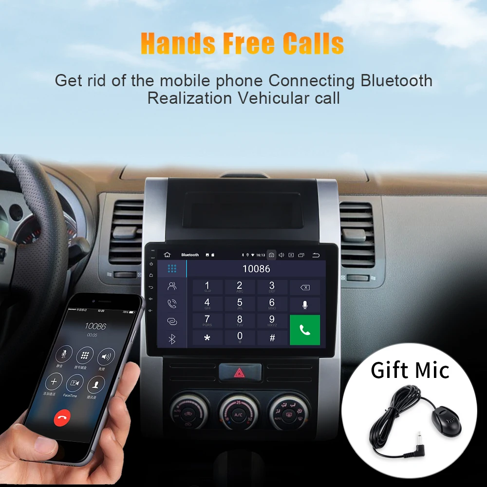 Perfect Car 1din Android 9.0 Stereo for Nissan X-Trail 2008 2009 2010 2011 Autoradio GPS Car Radio Bluetooth MP3 Player 10.2" IPS 5