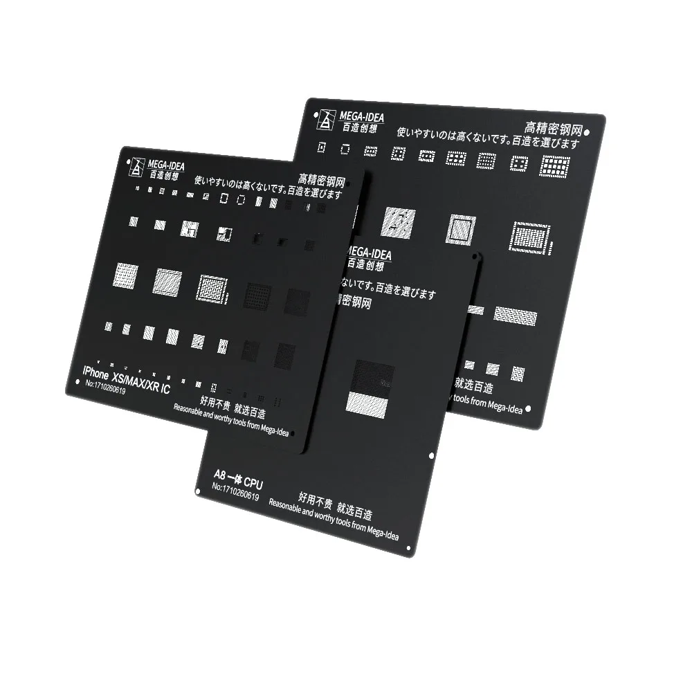 

MEGA-IDEA High Precision CPU Reballing Stencil Square Hole Round Corner Black Net for Huawei Hi3660 Hi3670 for Xiaomi Redmi MT