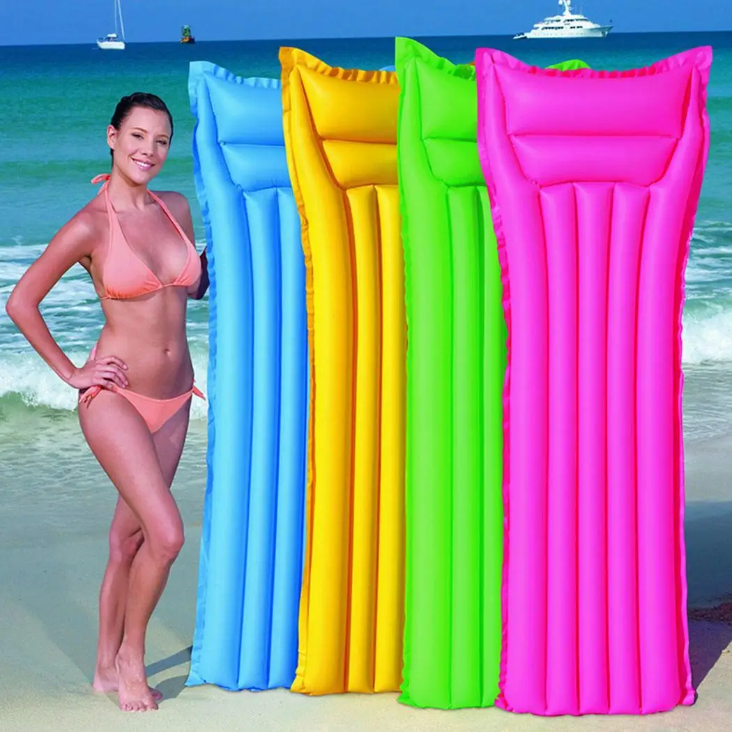 buy Durable Lightweight Solid Beach Floating Bed Water Inflatable 1 Bed 0.20mm Random