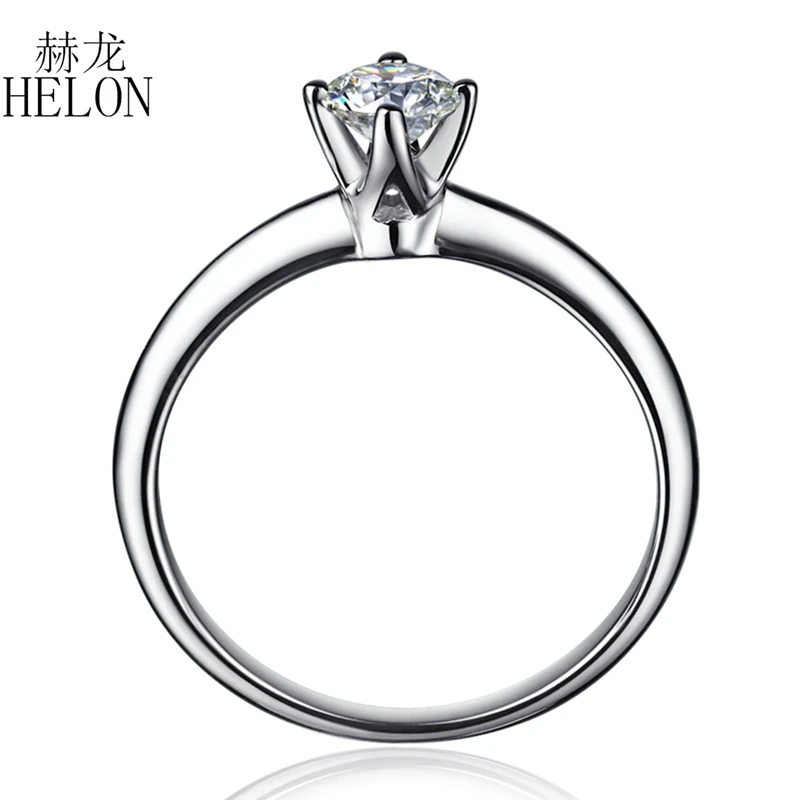 HELON VVS/DEF 0.5ct Moissanite кольцо Твердое 14 к белое золото круглый 5 мм Тест Положительный Выращенный в лаборатории Муассанит бриллиантовое обручальное кольцо