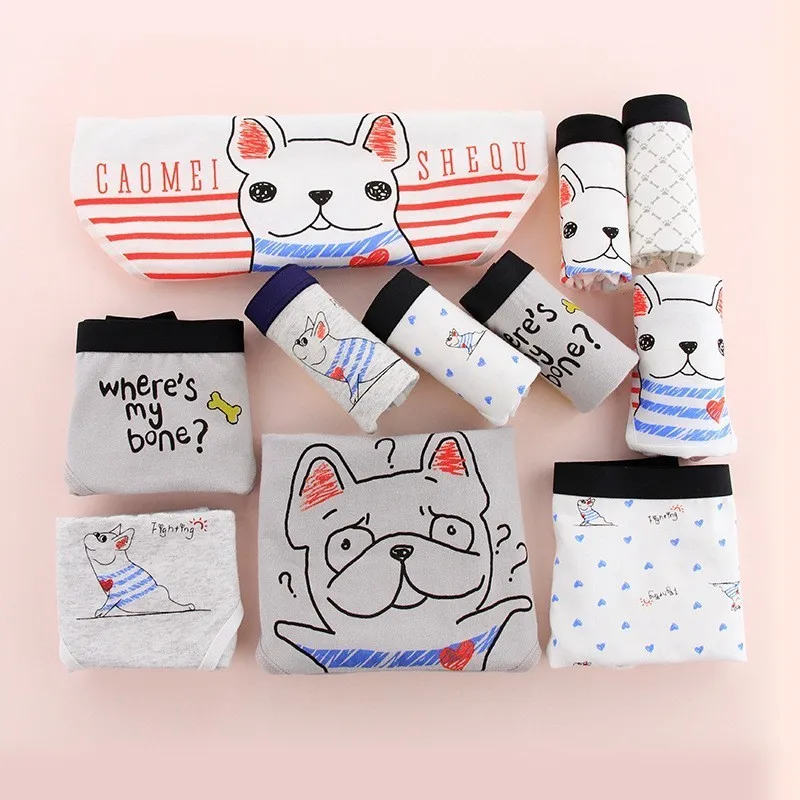 Милые хлопковые трусики женские Calzones Mujer Kawaii с животным принтом мультяшная