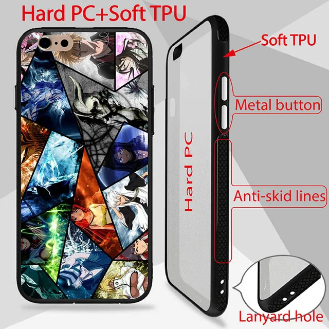 Bleach anime Patterned Case For iPhone 6S Cover back PC+TPU Side For ...