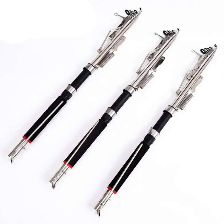 Vara de Pesca Fibra de Vidro Pólo de Pesca para o Mar Automática Inoxidável & Telescópica Rio Lago Piscina Pesca 2.4m 2.7 Aço 11 inoxidável & fibra de vidro telescópica pólo