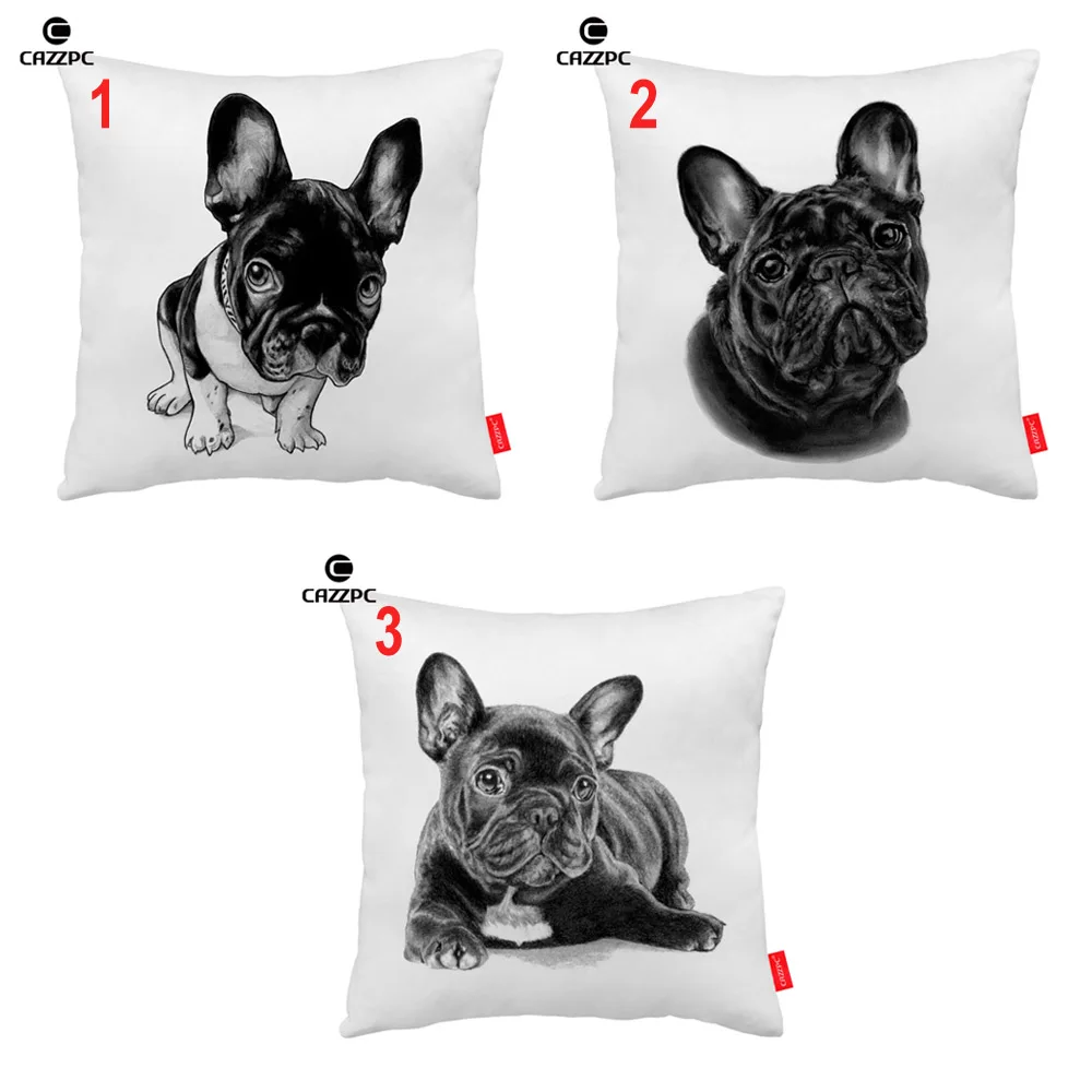 

Black and White Cut Pet Bulldog Boston Terrier Dog Print Decorative Pillowcase Cushion Covers Sofa Chair Home Decor
