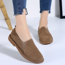 Обувь на плоской подошве женская обувь женские лоферы с закрытым носком из замши с круглым носком; сезон весна-осень; zapatos de mujer; AE435