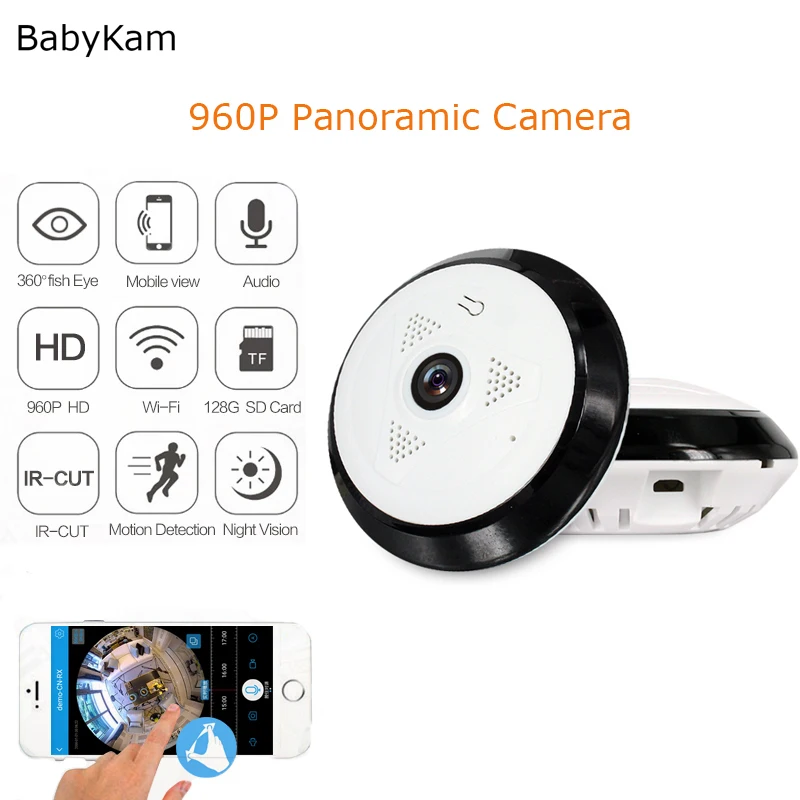 

BabyKam HD Fisheye IP Camera 960P 360 Degree Panoramic CCTV Camera 1.3MP Home Surveillance Camera WiFi Network Videcam