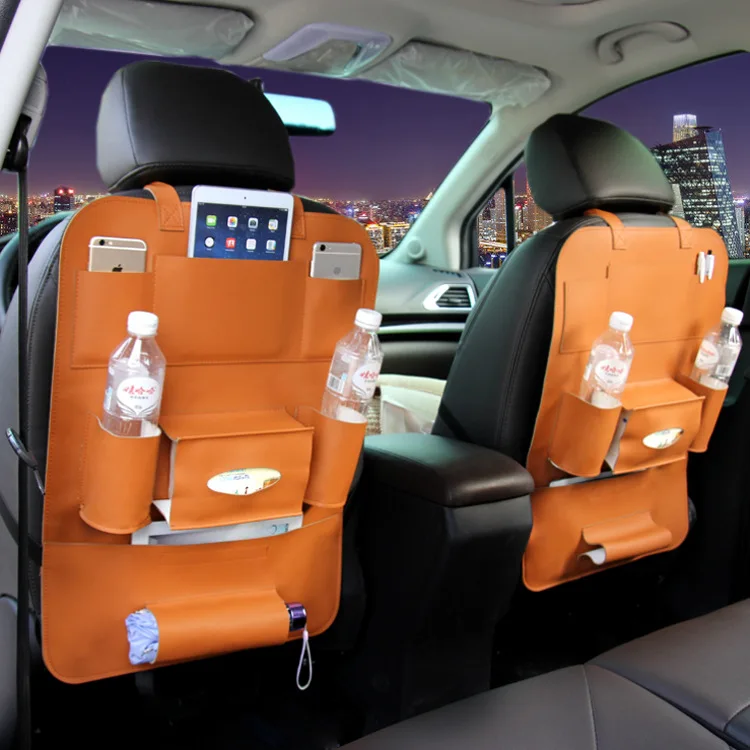 

Multi-function Leather Car Back Seat Cover Organizer Interior Storage Bag Car Organizador Vehiculo Auto Products Accessories