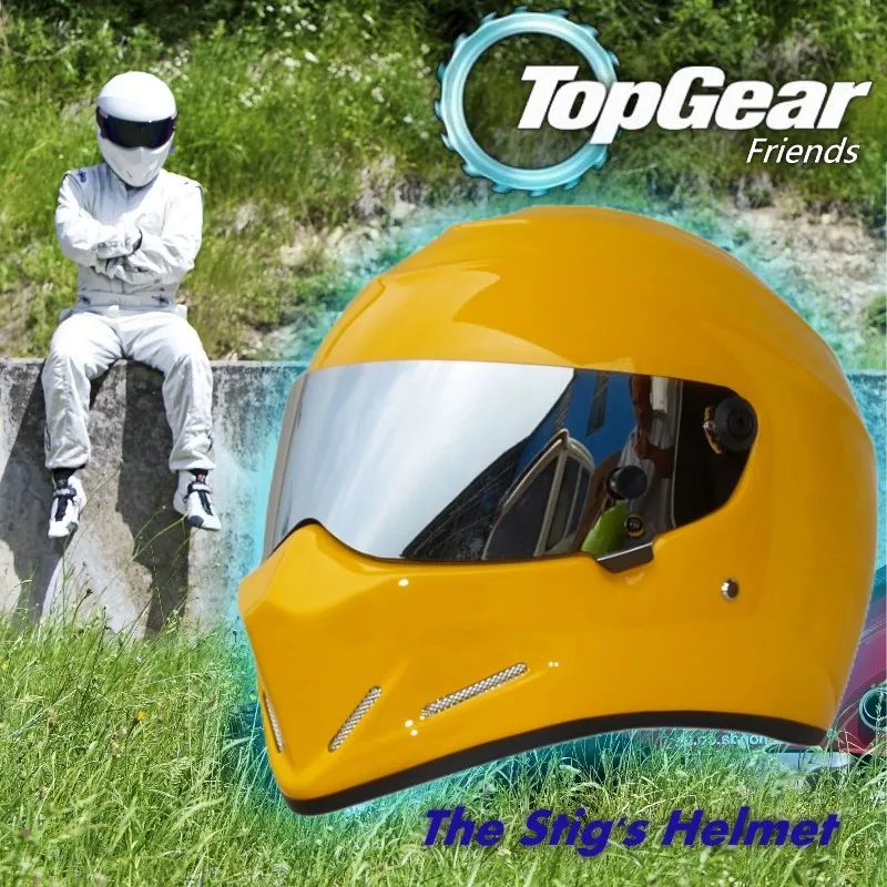 Topgear-The-STIG Helmet-TG-Fans's Collectable-CRG-as-SIMPSOM-Pig-Yellow-Helmet-with-Silver-Visor-01