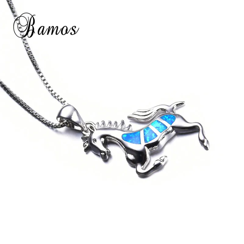 Blue Fire Opal Pendant Necklaces 