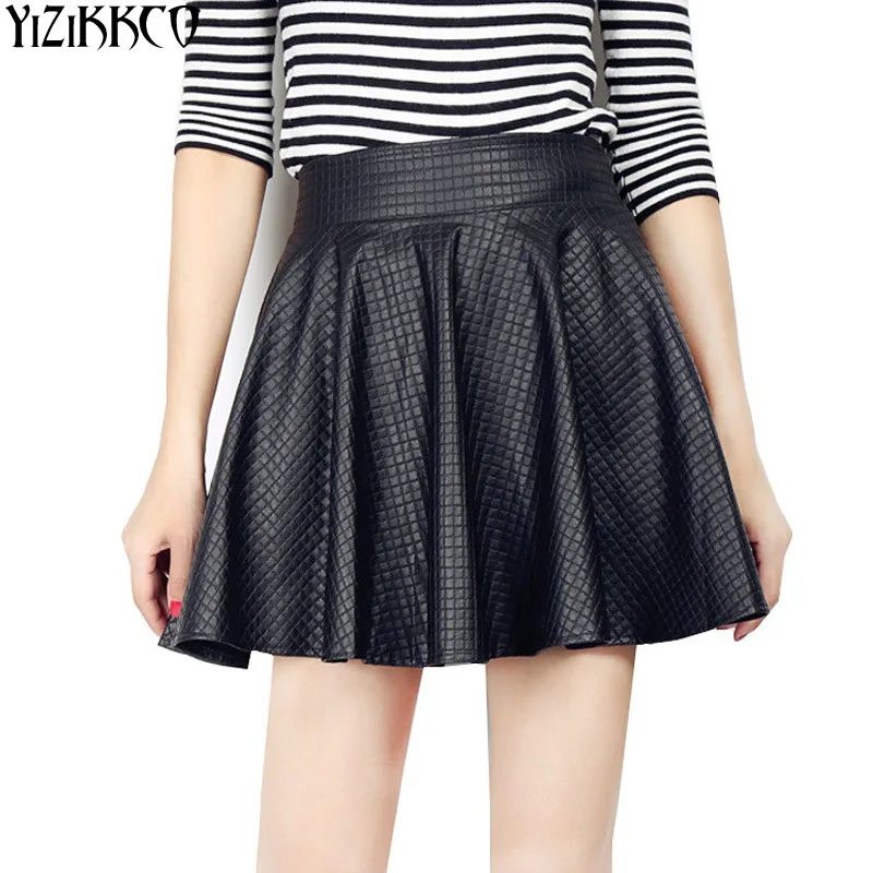 Women Skirts 2017 Spring Summer New Casual Black Plaid Skirts High