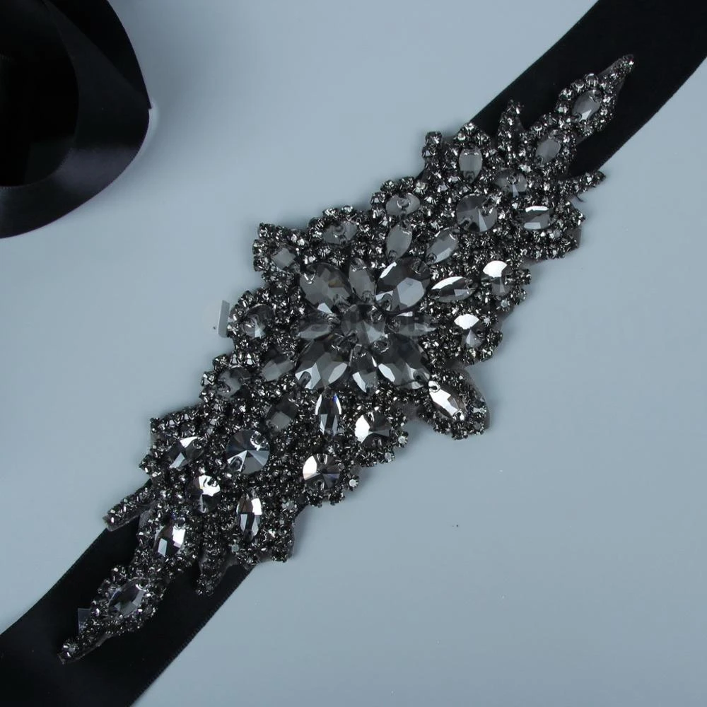 Elegant Black Bride Belt Luxury Bridal 
