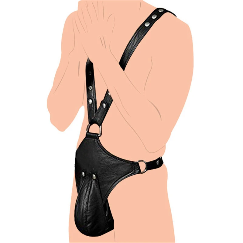 

MPU Leather Sexy Men's Strap,Bound Pants G-String Thong With Chastity Belt Panties Backless Underwear Sexy Lingerie For Male Gay